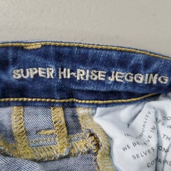 Curvy American Eagle Outfitters Blue Distressed Jeggings - Picture 7 of 8